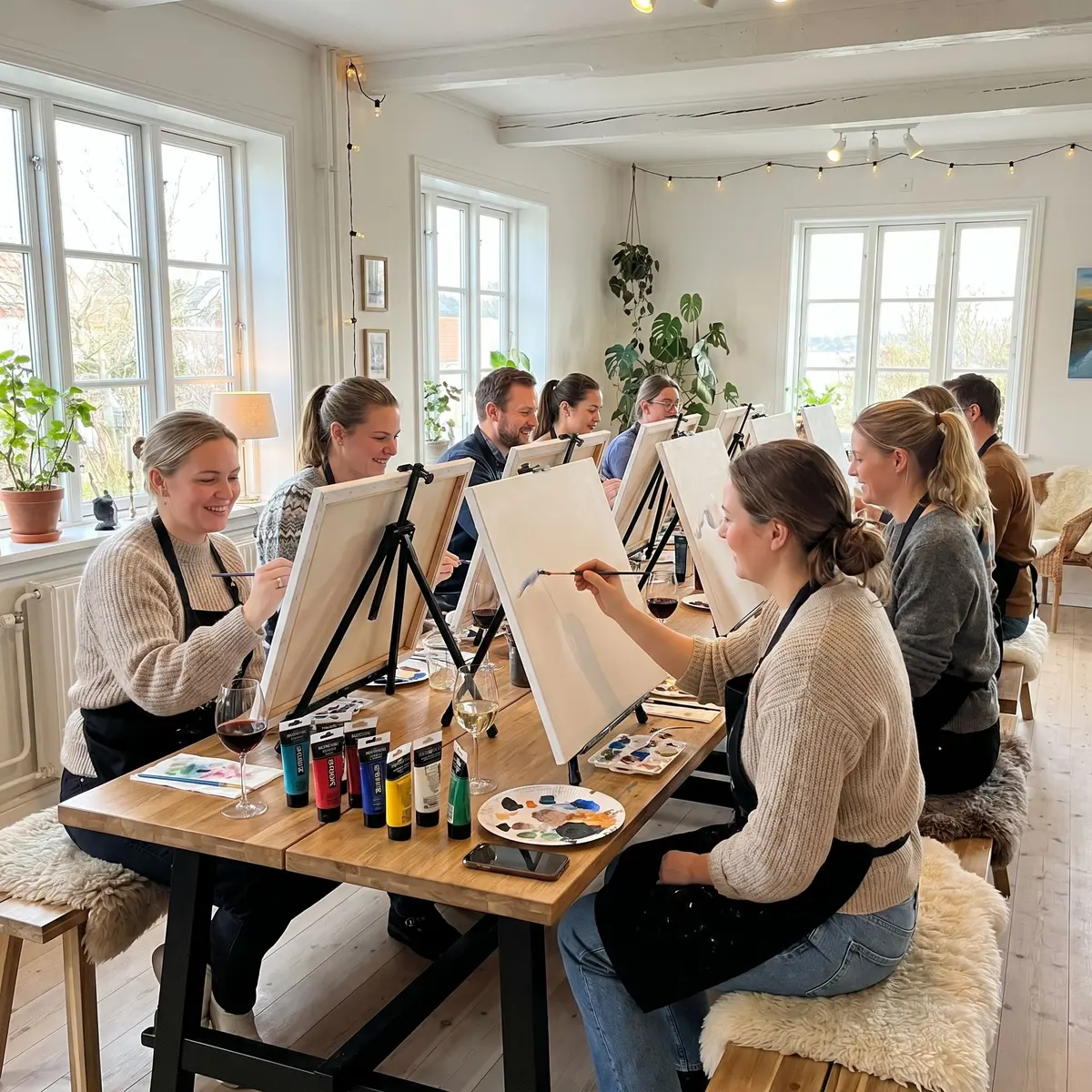 Lär dig måla på en Paint & Sip-workshop